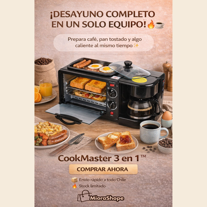CookMaster 3 en 1™ Horno, cafetera y tostador
